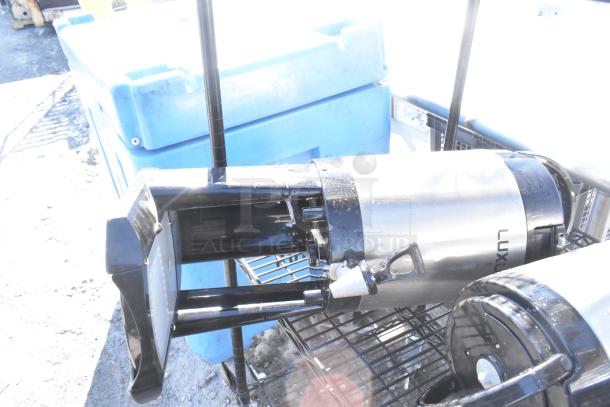 4-tier black wire shelving unit with napkin dispensers, includes a dismantling requirement and potential freight charges.