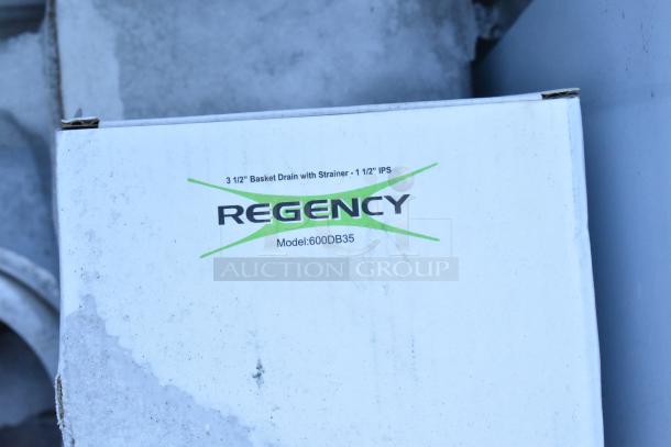 Brand new Regency 600S31014212 stainless steel commercial sink with three compartments, galvanized legs, 10"x14"x10" bowls.