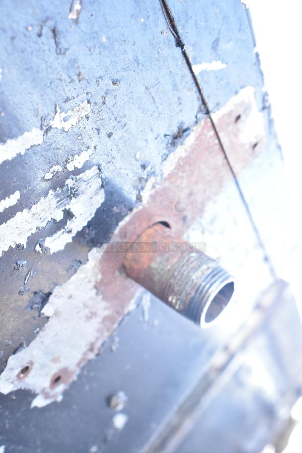 Montague Commercial Natural Gas Single Deck Pizza Oven in used condition, featuring rust on the exterior fitting.