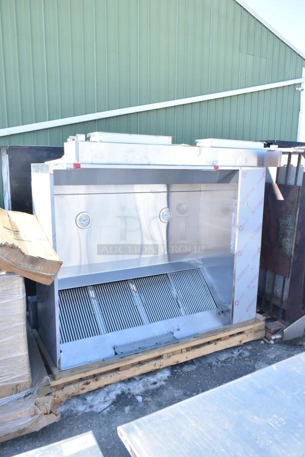 BRAND NEW SCRATCH AND DENT! CaptiveAire 6024 ND-2WI commercial grease hood with filters, lights, and protective wrap.