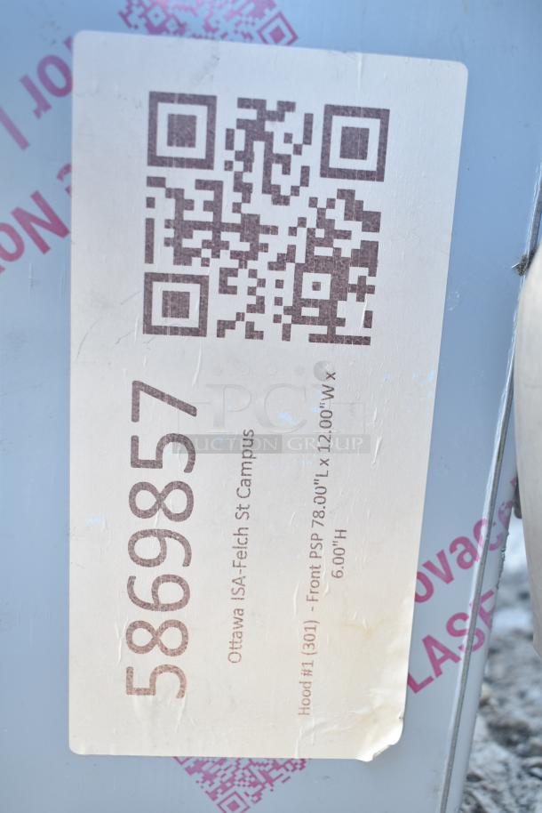 BRAND NEW SCRATCH AND DENT CaptiveAire 6024 ND-2WI commercial return air grease hood, includes filters and lights. QR code and label visible.