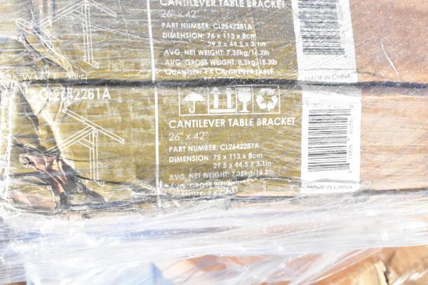 Cantilever table bracket package, part number CL2642281A, dimensions 75x113x8cm, net weight 7.35kg, made in China.