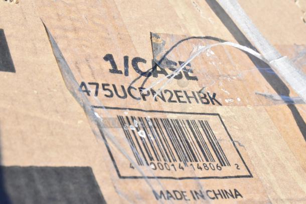 Cardboard box with markings "1/CASE," code "475UCPN2EHBK," barcode, and "Made in China." Visible scratching and damage.