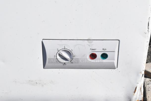 Coldline BD-600 Chest Freezer control panel, showing temperature dial and power indicators. Slight wear visible.
