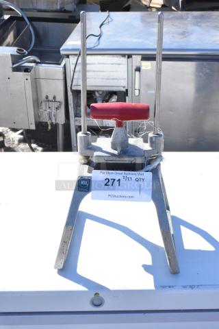 Insta Cut 35 metal countertop vegetable dicer with red handle, NSF certified, showing auction tag number 271.