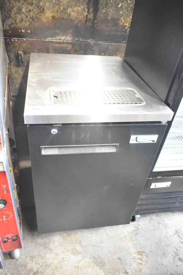 Brand new 2024 Avantco UDD-1-HC single tap kegerator, black, scratch and dent, 1/2 keg capacity, on casters.