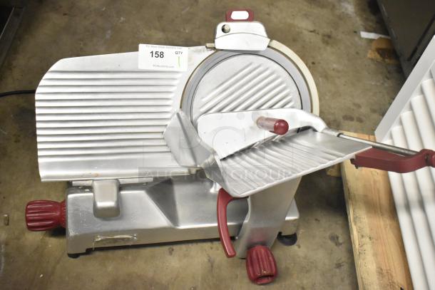 Berkel 827A-PLUS countertop meat slicer with blade sharpener, tested and working, 115V, 1 phase, visible auction tag 158.