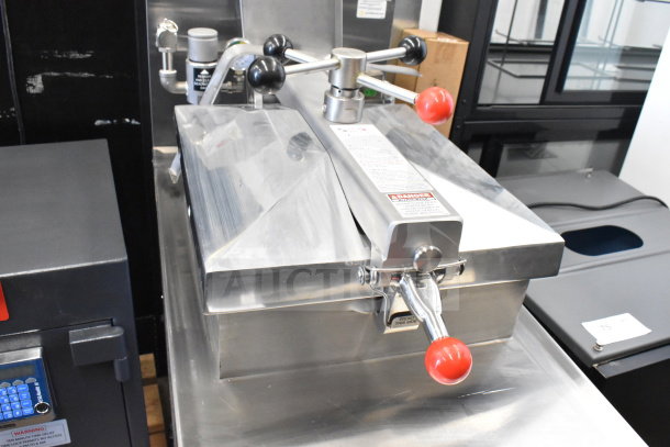 2025 Henny Penny 500 electric pressure fryer, commercial floor style, on casters, 208 volts, 3 phase, excellent condition.