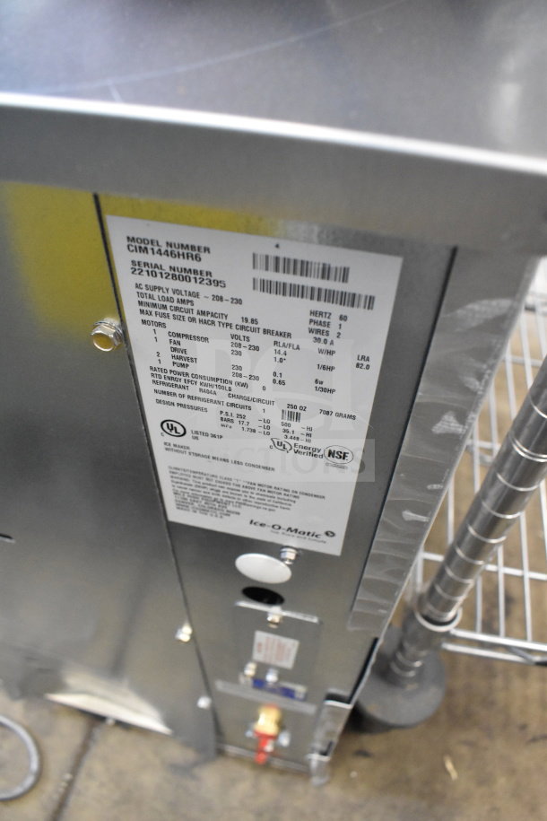 2022 Scotsman CIM1446HR6 commercial ice machine, 48" remote cooled, half dice cube, 1520 lb capacity, 208-230V, 1 phase.