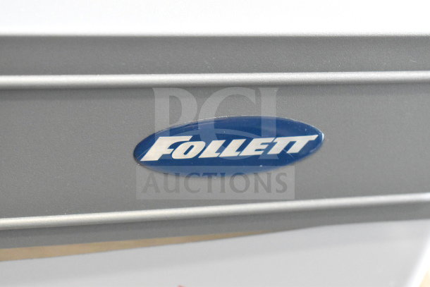 Follett HMD2110RBT logo on commercial nugget ice maker. Brand new, scratch and dent condition. 2039 lb/day capacity.