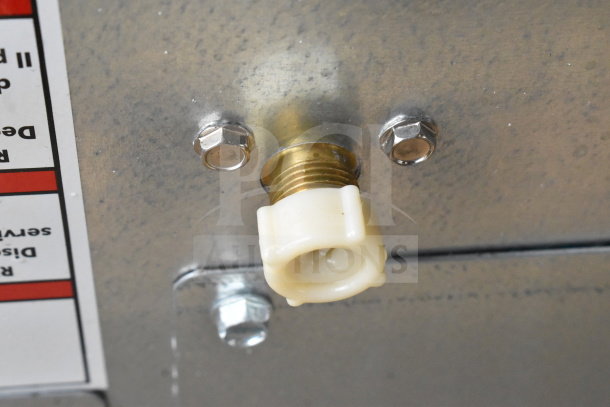 2022 Scotsman RCA3061 commercial remote condenser fitting, showing brass connector and white cap. 208-230 Volts, 1 Phase.