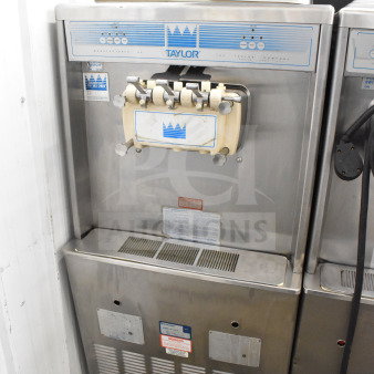 Taylor 754-33 commercial ice cream machine, two-flavor with twist, air-cooled, floor style, 208-230V, 3 phase.