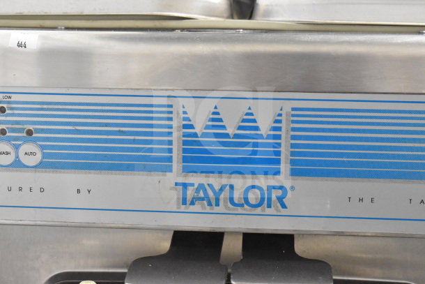 Taylor 754-33 commercial soft serve machine, two flavors with twist, air-cooled, 208-230V, 3 phase, shows control panel.