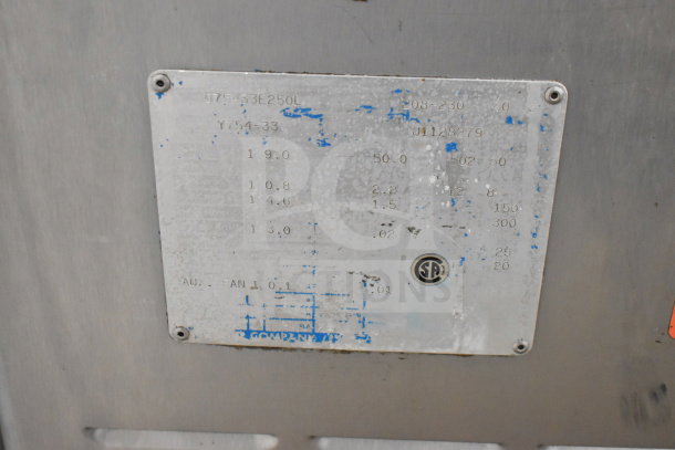 Taylor 754-33 soft serve ice cream machine data plate, showing model details and specifications.