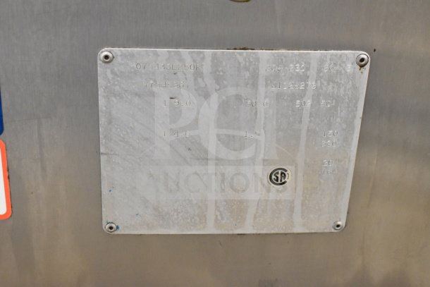 Taylor 754-33 commercial soft serve machine, stainless steel, air-cooled, 2 flavor with twist, 208-230V, 3-phase. Serial plate visible.
