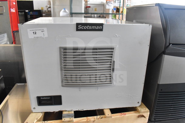Brand new Scotsman MC0330MAX-1A Prodigy Elite Ice Machine, 365 lb capacity, visible dented surface, 115V, 1 phase.