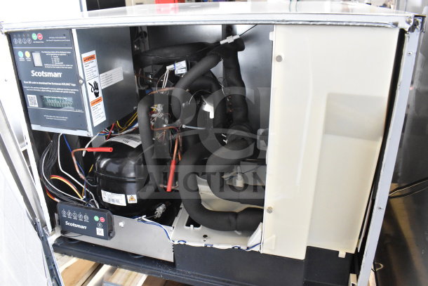 BRAND NEW 2026 Scotsman MC0330MAX-1A Prodigy Elite® 30" Ice Machine, 365 lb capacity, 115V, 1 Phase, open view showing components.