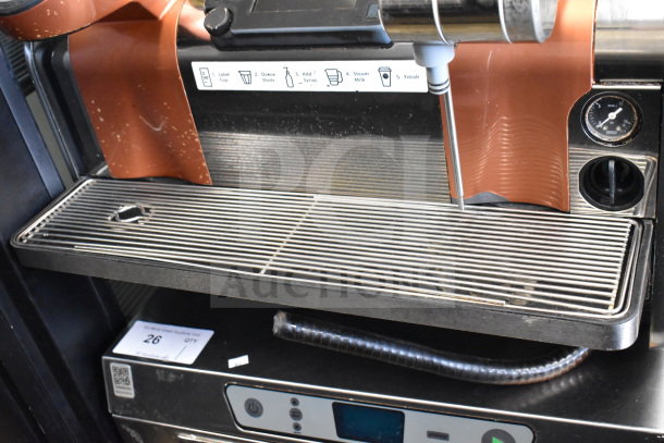 Thermoplan Mastrena M2-CS stainless steel espresso machine with LCD display, hoppers, and steam wand. 208V, 1 Phase.