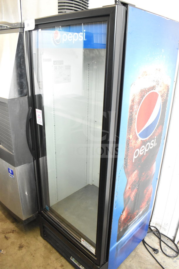 2018 True GDM-12-HC cooler, single door, Pepsi design, commercial use, 115 volts, 1 phase, excellent condition.