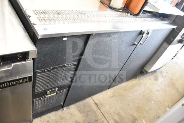 Glastender KC60-L1-BSH kegerator, black finish, dual door, used condition, 115 volts, front vent grill visible.