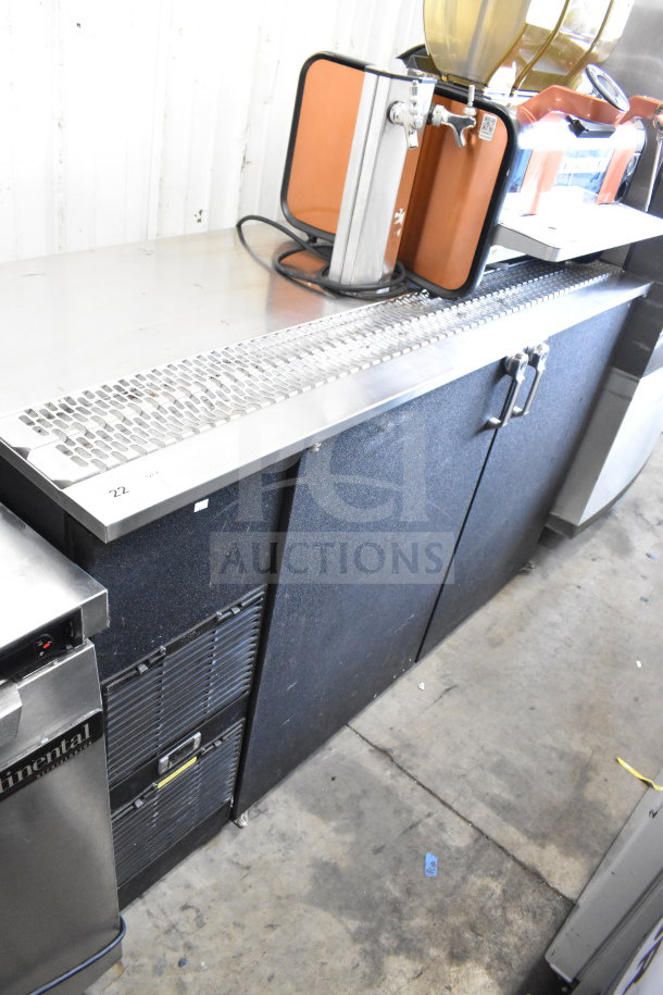 Glastender KC60-L1-BSH kegerator, black doors, stainless top, dual taps, used condition, 115V, 1 phase.