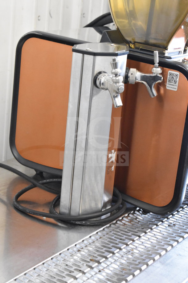 Glastender KC60-L1-BSH kegerator, stainless steel finish, dual taps, QR code visible, commercial use, 115V, 1 Phase.