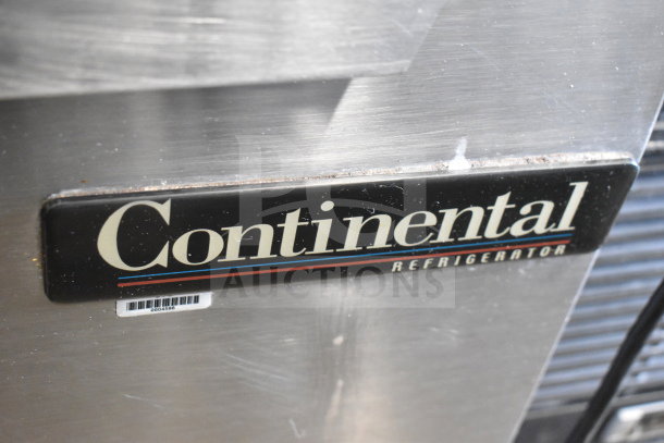 Continental SW60 commercial 2-door undercounter cooler, stainless steel, 115 volts, 1 phase. Continental label visible.