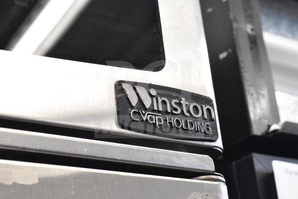 Winston HOV514UVE CVap Holding Cabinet, 2022 model, stainless steel, commercial casters, 120V, 1 phase, tag visible.