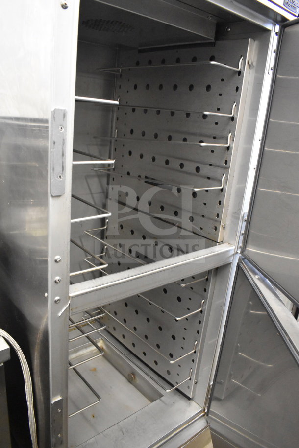 2022 Winston HOV514UVE CVap half-size reach-in holding cabinet, stainless steel, commercial casters, 120V, 1 phase, excellent condition.