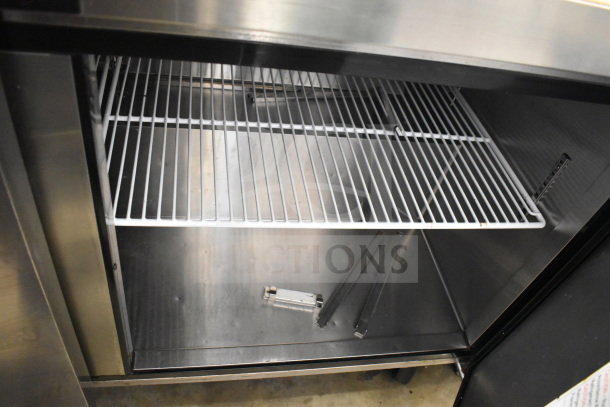 2021 Atosa MSF8303GR commercial prep table interior, showing wire shelving. Good condition, 115V, 1 phase.