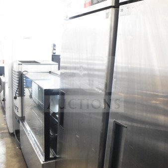 2021 Atosa MBF8004GR commercial cooler with single door, stainless steel finish, on casters, 115 volts, 1-phase, excellent condition.