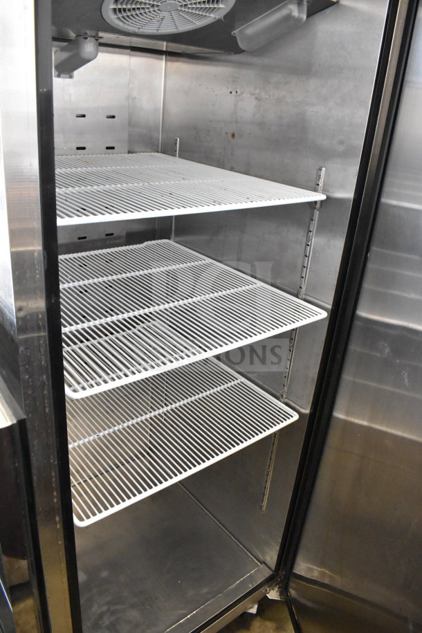 2021 Atosa MBF8004GR commercial reach-in cooler with shelves, 115V, 1 Phase, on casters, excellent condition.