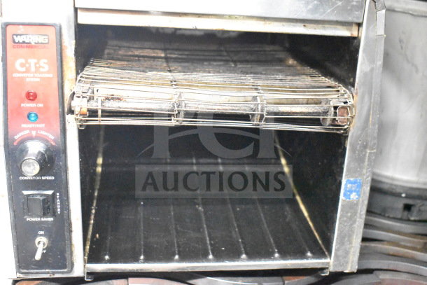 Waring CTS1000 Commercial Electric Conveyor Toaster Oven, 120V, visible dials, used condition.