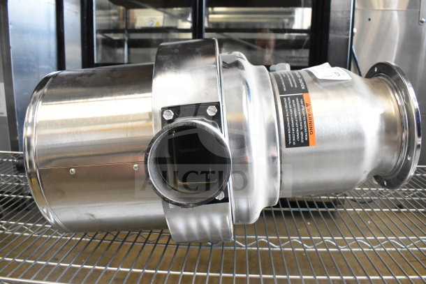 Insinkerator SS300-25 Commercial Garbage Disposal, stainless steel, 208/230/460V, 3-phase, visible caution label.