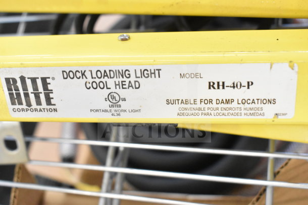 BRAND NEW SCRATCH AND DENT! Rite Hite RH-40-P loading dock light, yellow, model labeled for damp locations, UL listed.