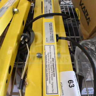 Brand new Rite Hite RH-40-P loading dock light, yellow, with power cord; has "Do Not Load" label and assembly instructions.