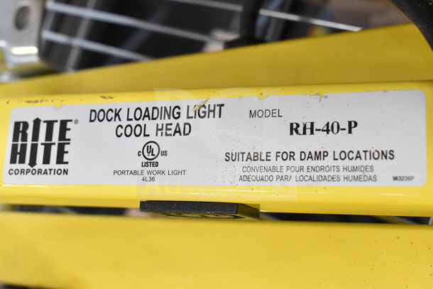 BRAND NEW Rite Hite RH-40-P Dock Loading Light; some scratches; UL listed. Suitable for damp locations. Model RH-40-P label shown.