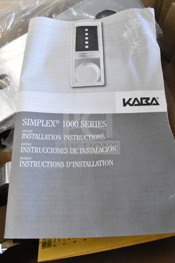 Brand new Simplex LR1076S26D41 mechanical lever set, installation manual shown. Scratch and dent condition.