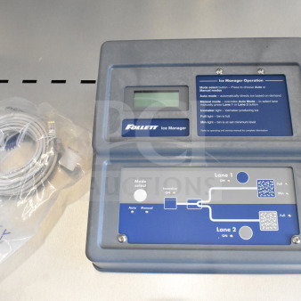 2024 Follett IMDV-2CM Ice Manager Diverter Valve, includes cables, features auto/manual modes, new condition, instructions visible.