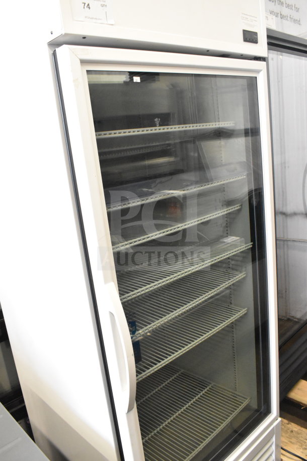 2021 True TSCI-600R-G-PH commercial single-door reach-in cooler, glass door, white exterior, 115V, excellent condition.