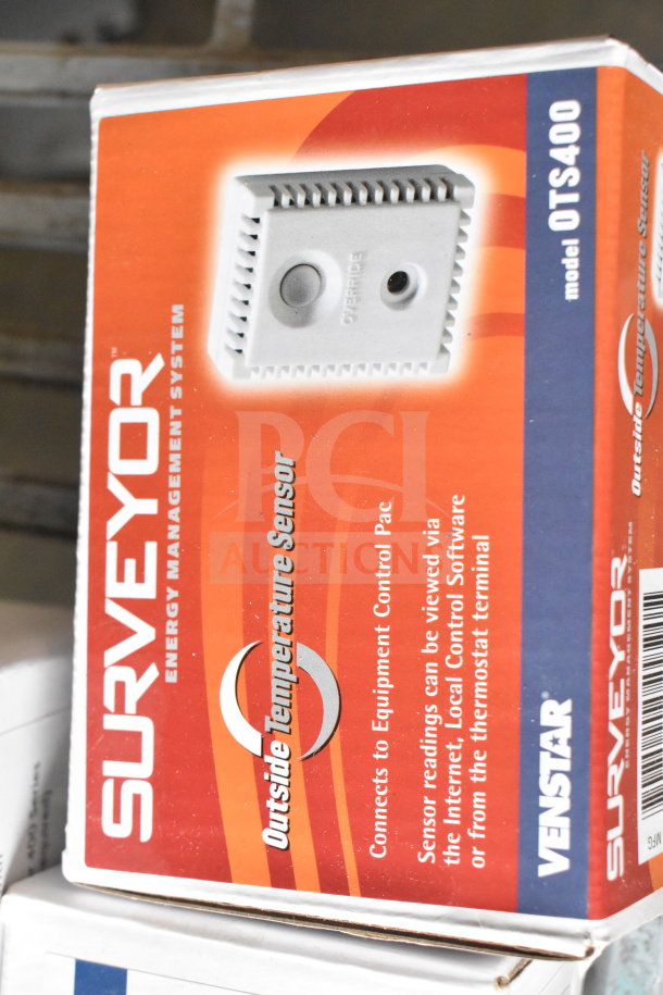 Box of Venstar Surveyor Model OTS400, an outside temperature sensor for energy management systems.