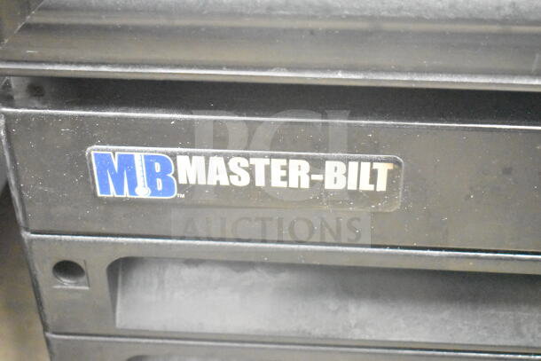 Master-Bilt BGR-14R commercial cooler, black finish, single door, 115V, 1 phase, visible Master-Bilt logo.
