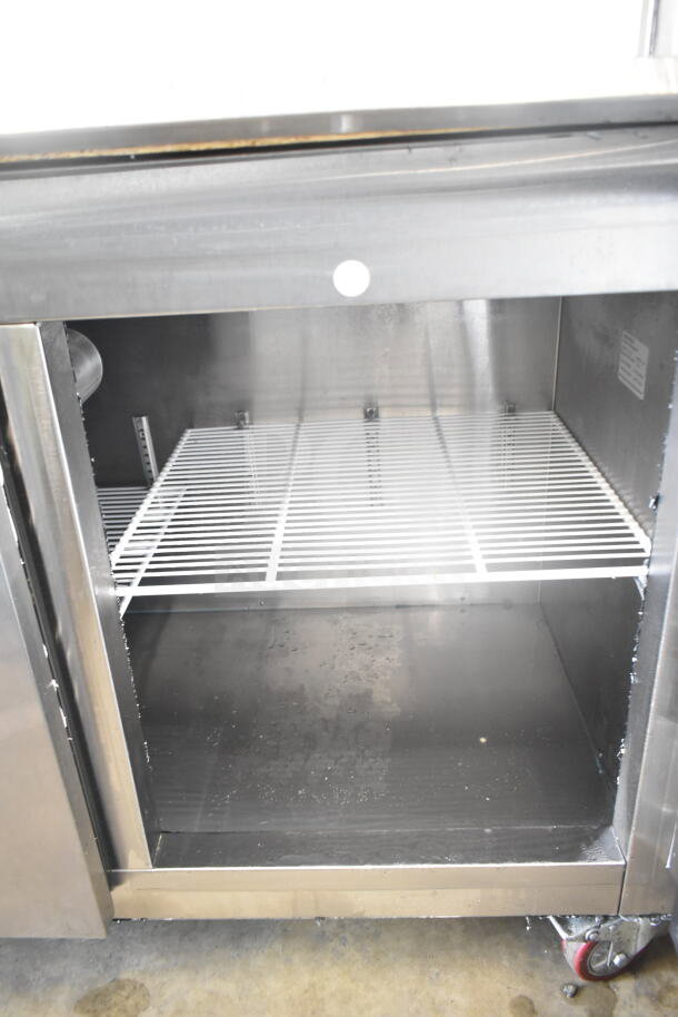 2024 CoolTech CUST-60LB commercial 2-door undercounter cooler, stainless steel, 115 volts, 1 phase, interior shelf, good condition.