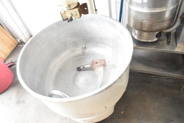 Boku Commercial Spiral Mixer with mixing bowl and dough hook attachment, showing signs of wear. 120/208-240 Volts.