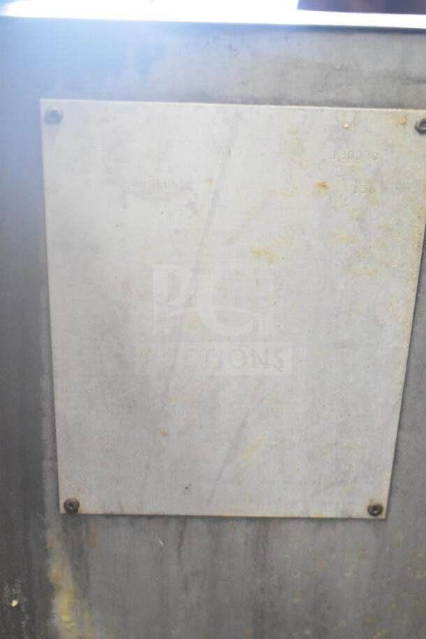 Pitco Frialator Commercial Donut Fryer metal plate, showing product details and 120,000 BTU specification.