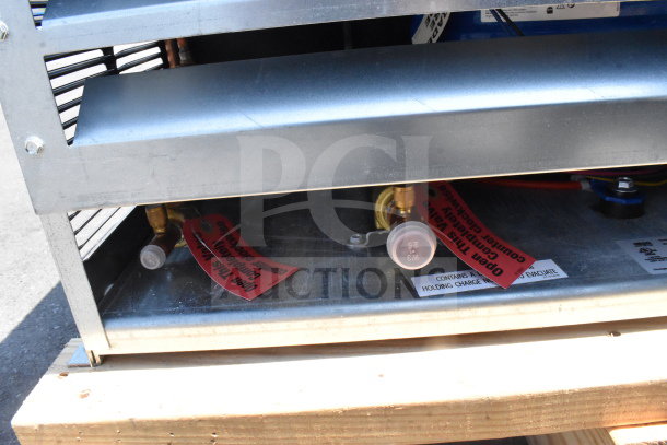 Brand new Master-Bilt MHHZ0353B commercial compressor, scratch and dent, 200/230 volts, 1 phase, tags visible.