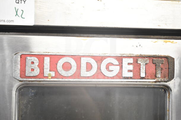 Blodgett commercial gas convection oven with view doors and thermostatic controls. Brand label visible. Auction quantity: 2.