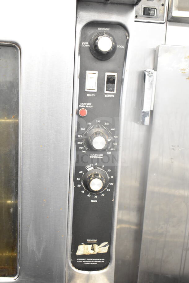 Blodgett commercial gas convection oven with view-through doors, thermostatic controls, visible wear, auction item.