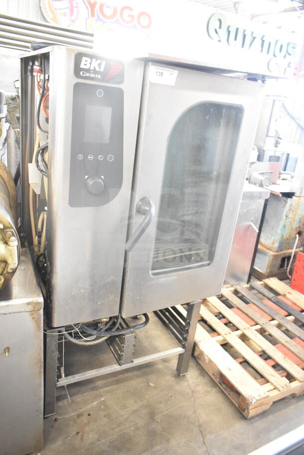 BKI TE101R Combiking commercial electric convection oven on pan rack, 208V, 3 phase, stainless steel, in good condition.