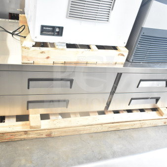 Brand new Avantco 178CBE84HC Commercial Chef Base, 4 drawers, 115 volts, 1 phase, slight cosmetic blemishes.